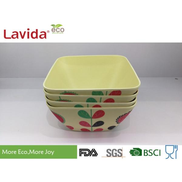 Hand Drawn Leaf Bio Bamboo Fiber Bowls , Lightweight Picnic BBQ Disposable Bamboo Bowls