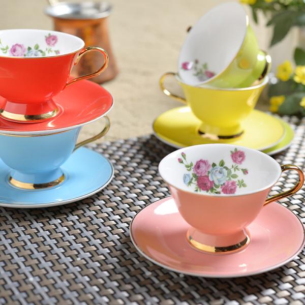 Luxury Gold Rim Printed Expresso Cappuccino Turkish Fashion Coffee Cups Set