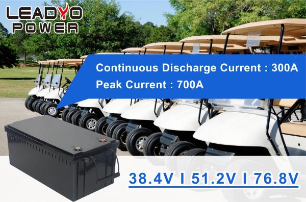 IP67 Lithium Ferro Phosphate 48V 51.2V 105Ah Golf Cart Battery Peak Current 300A/10s Continuous Discharge Current 100A
