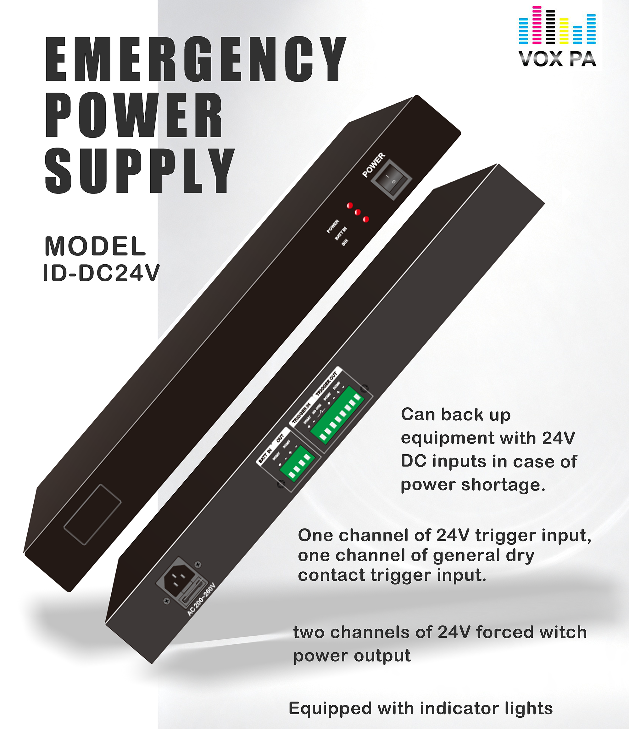 Emergency Power Supply 1 Channel of 24V Trigger Equipped with Indicator Lights Fire Alarm System OEM ODM