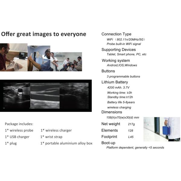 GH Medical Hospital Equipments G10LN 128E Linear Wireless Vascular Probe Ultrasound 10Mhz