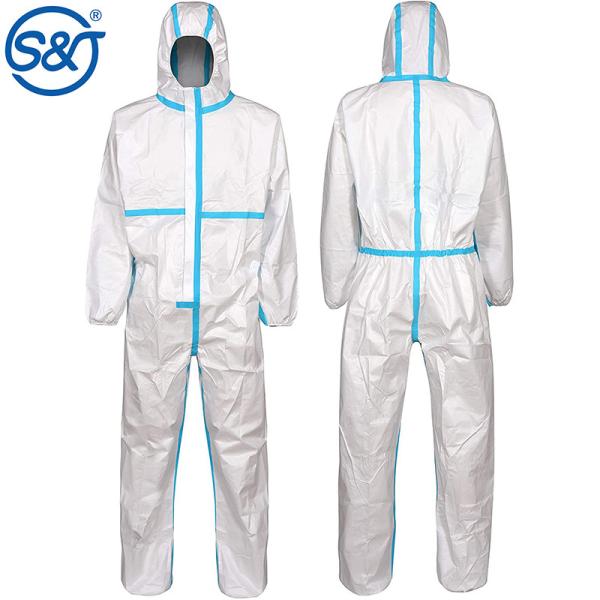 Disposable Coverall Heavy Duty and Breathable Non-Woven Unisex Full Sizes Hooded with Elastic Wrist and Ankles Type5/6 Coverall