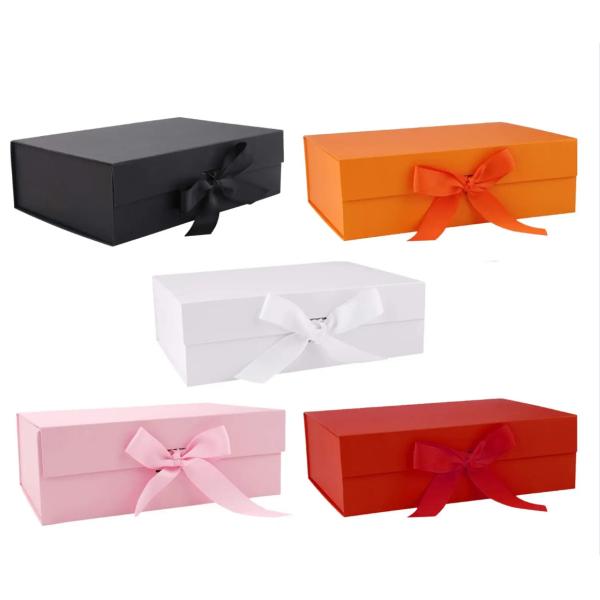 Elegant Customized Paper Packaging Boxes with Variable Color Ribbon and Magnetic Seal