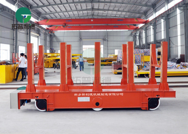 50 Ton Pipe Plant PLC Control Cable Reel Powered Motorized Transport Cart For Coil Transfer