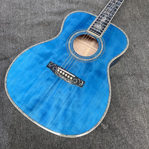 AAAAA solid spruce top OM body water ripple SOLID back side acoustic guitar bone nut