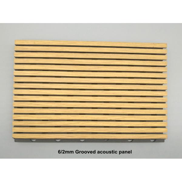 5/3mm de madera de grano de madera MDF laminado panel acústico con ranuras de pared placa insonorizada