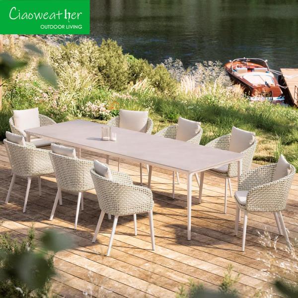 Outdoor Furniture Sofa Chair for Modern Courtyard Garden Made of Rattan Wicker Weaving Water-Resistant Cushion Included