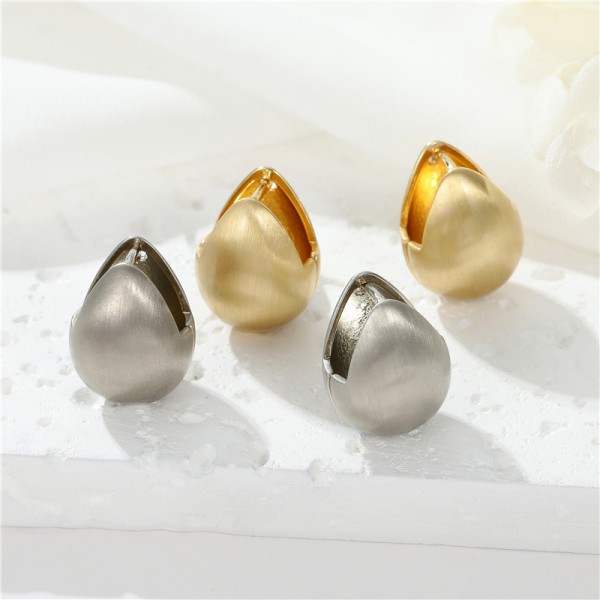 Korean Style Fashion Design Brushed Effect Hoop Earrings High Quality Gold Silver Plating for Women