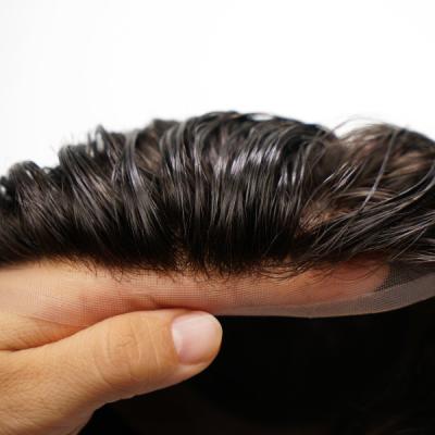 Toupet pour homme en cheveux humains naturels, raide, avec base en dentelle 8x10 pouces