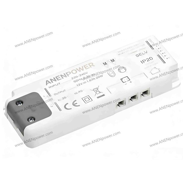 20W Max 12V/24V IP20 Ultra-Thin LED Power Supply – Perfect for Cabinet & Showcase Lighting