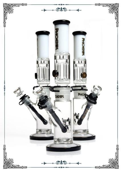 Borosilicate Glass Reinforced 8 Arm Pillar Perc Glass Bong With Freezable Coil