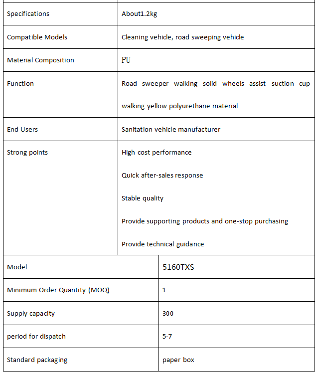 Road sweeper yellow solid wheel suction cup walking solid wheel walking solid wheel walking solid wheel