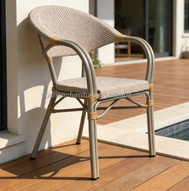 Yoshen French Bistro Chair Contemporary Waterproof Gliding Lightweight Durable Stackable Comfortable Outdoor Park