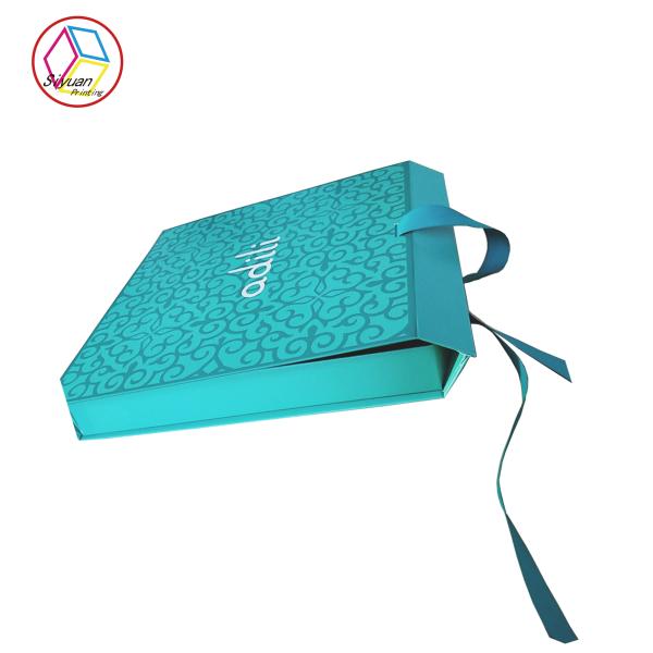 Full Color Printing Blue Fancy Paper Gift Box Foldable Matte Varnish
