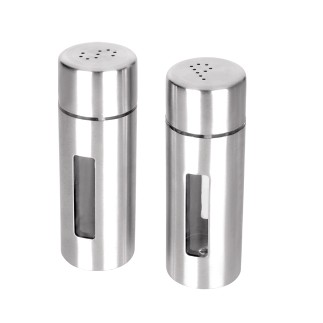 Cylindrical Stainless steel Condiment bottle SHKT-9207-08,Glass and Stainless steel