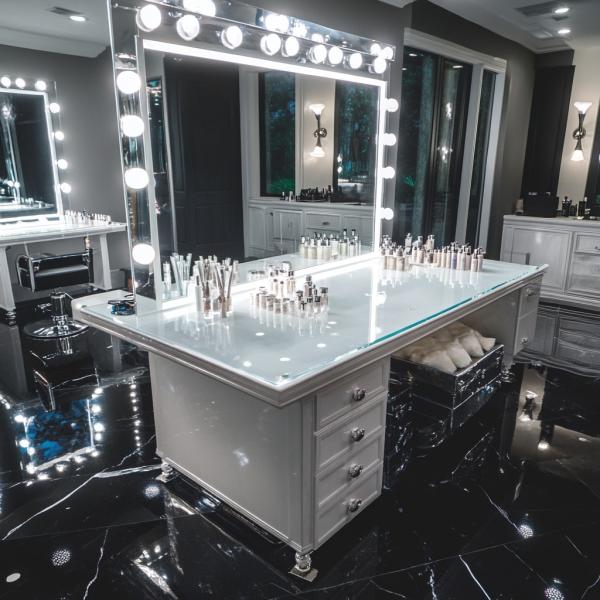 Touch Screen Metal Frame 15 Bulbs Make Up Makeup Mirror With Lights Led Vanity Mirror