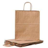 Saco de papel Kraft reciclável com alça torcida Sacos de papel reutilizáveis Logotipo impresso