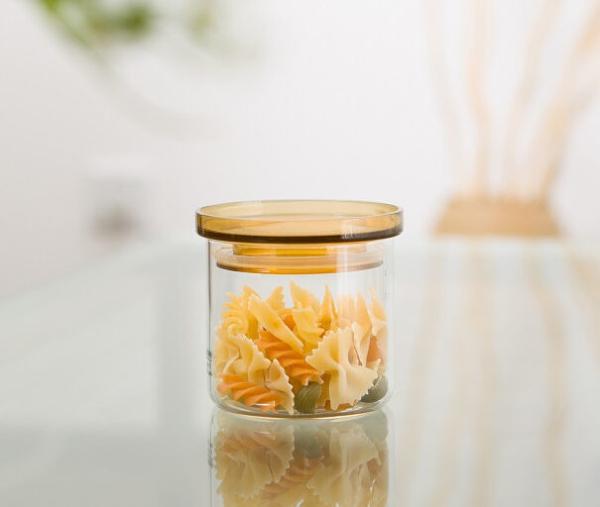 Kitchen Storage Glass Food Canisters Jar Packaging Container With Bamboo Plastic Lid