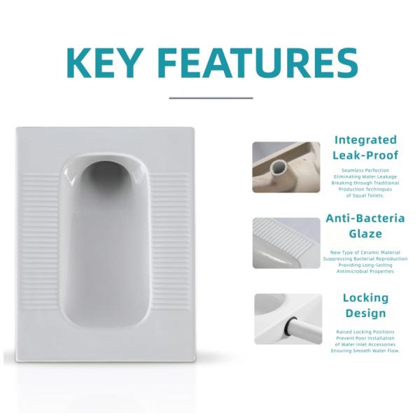 Complete Set Ceramic Squat Pan Toilet Flushing Tank Odor Resistant Bathroom Toilet