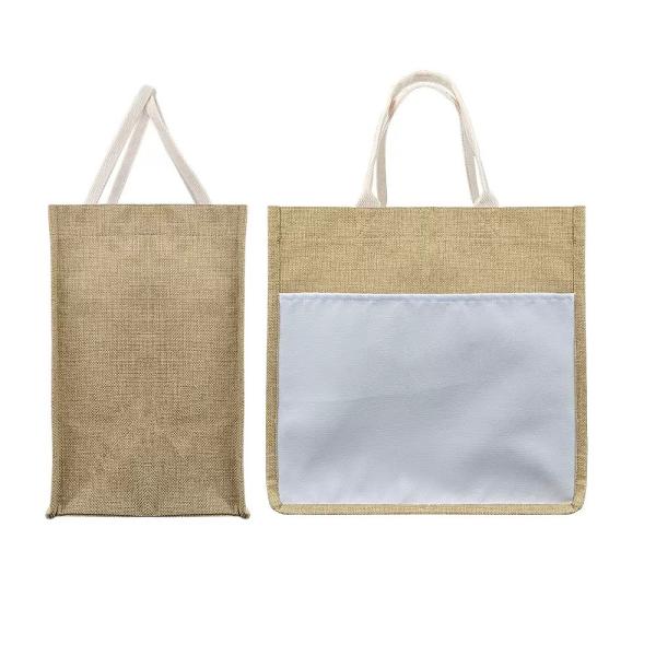 White Linen Dye Sublimation Tote Bags Custom Sublimation Beach Bags