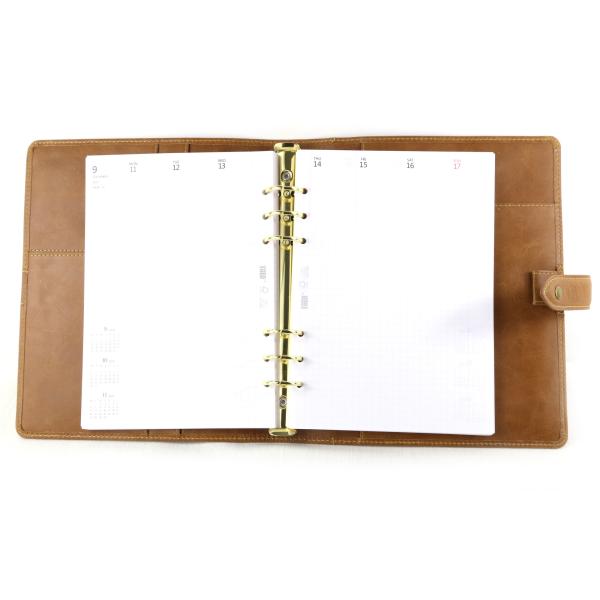 Brown Color Bullet Journal Ring Binder Socket Pen Design Simple Operation
