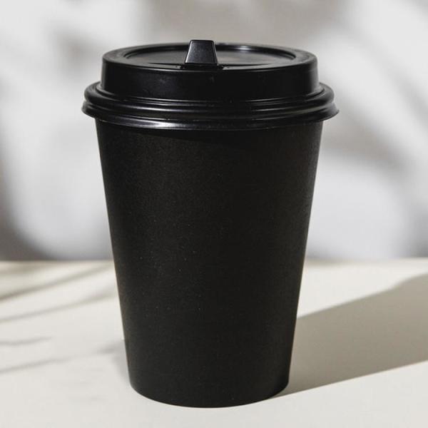 Black Coffee Cup Disposable Cup Takeaway Double Wall Coffee Paper Cups with Lid