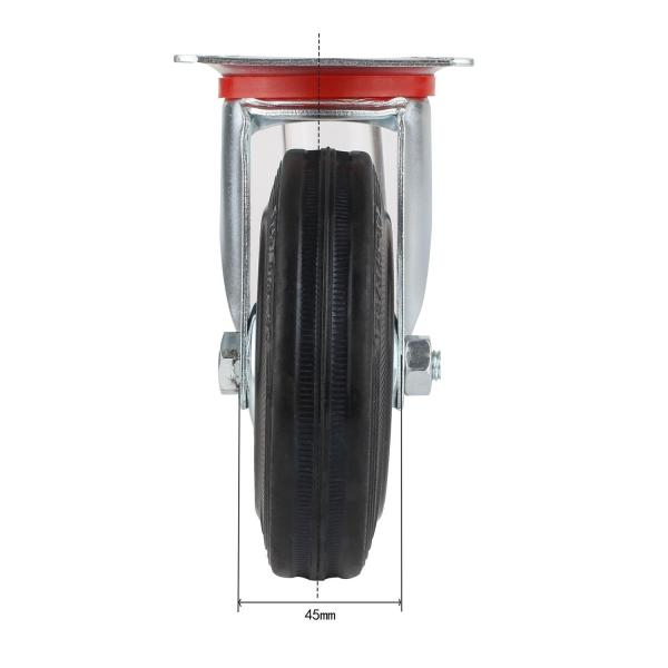 3 4 5 6 8 Inch Rubber Caster Wheels , Steel Core Roller Bearing Caster Wheels OEM ODM
