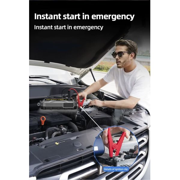 Portable 3000A Car Battery Jump Starter With QC3.0 Charging Car Inflate