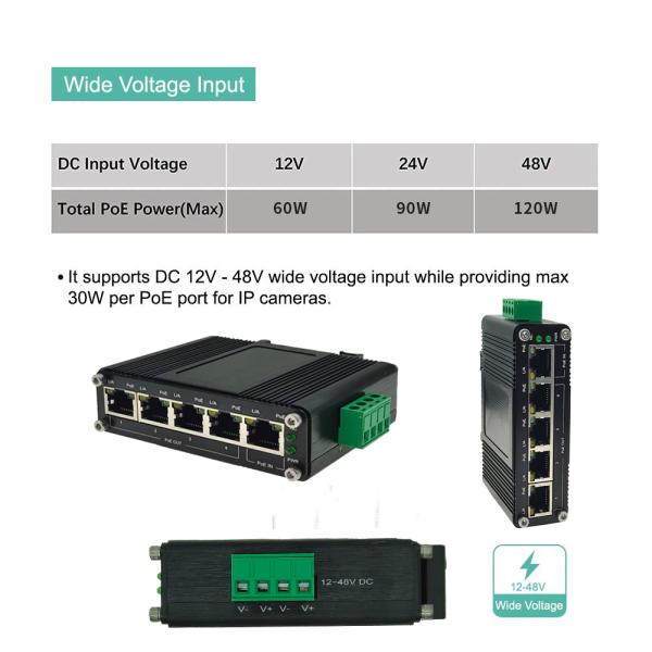 OEM управлял портом локальных сетей 5 переключателя PoE держателя рельса Din промышленным