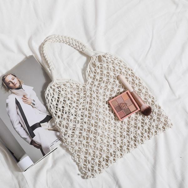 Polyester Lining Material 2024 Hand Crocheted Large Shopping Beach Tote Bag for Women