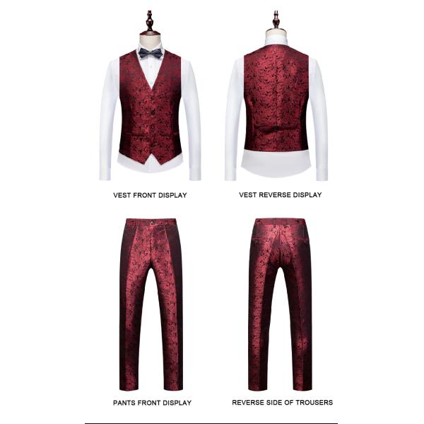 Customizable Red Men's Suit with Silk screen Printing Methods and Slim Fit Gender Men
