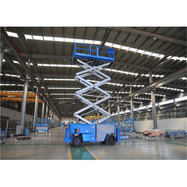 Electric 13m All Terrain Scissor Lift , Aerial Work Platform Anti Slip Mat CE Certificate