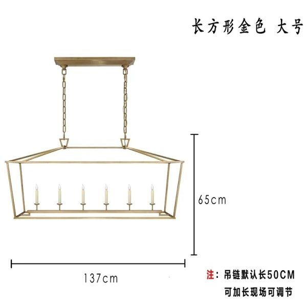 Loft Vintage Iron Birdcage Pendant Light Modern  Darlana Linear Lantern Chandelier（WH-AP-640）