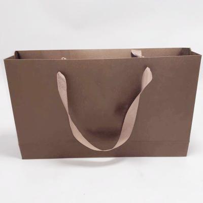 High End Kraft Paper Bag Printed Ribbon Handle Bags Carry Gift 31.5 X 6.4 X 19cm