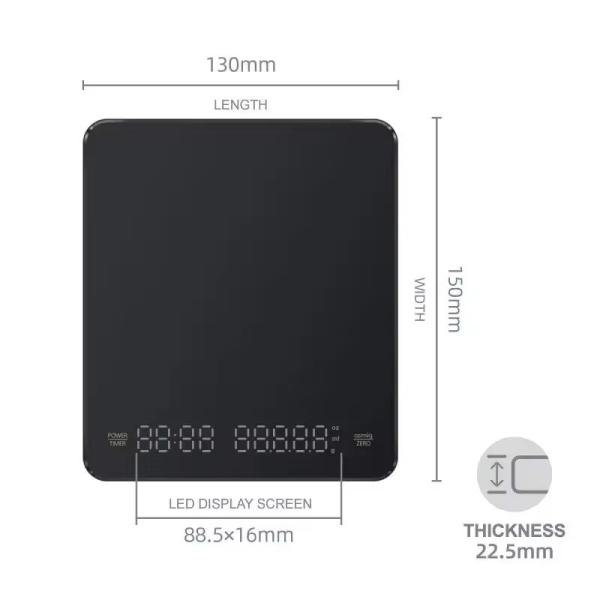 Balance de cuisine numérique Timemore portable pour expresso avec affichage LED, minuterie et design portable