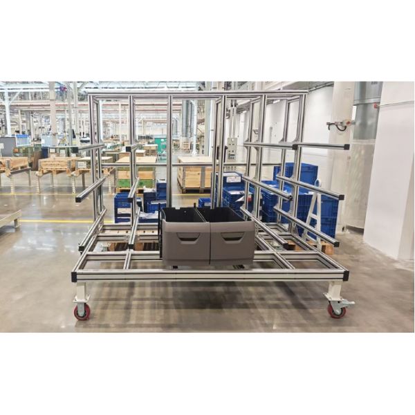 Third Generation Aluminum Alloy Lean Pipe Material Rack For Automotive Parts Lean Tube Trolley Rack For Auto Parts Storage and Transportation