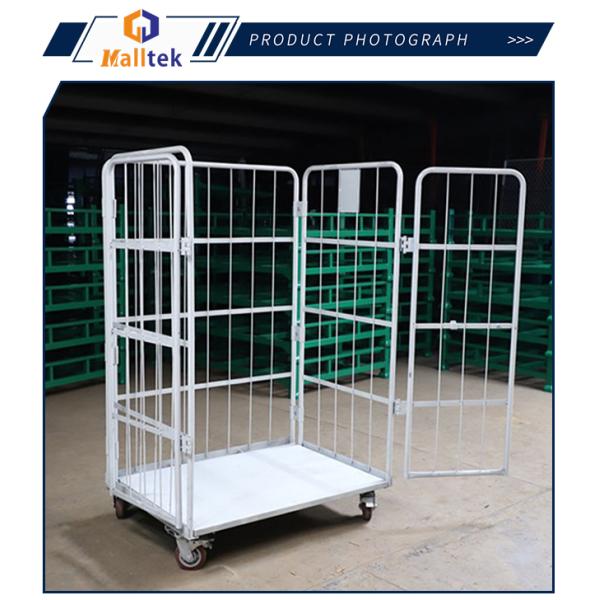 Транспортная складная необратимая роликовая контейнерная тележка