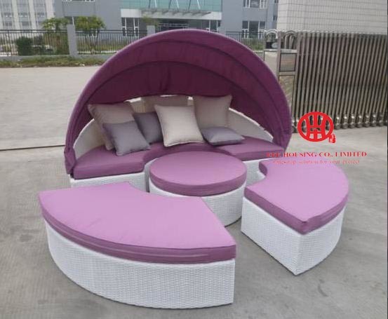Leisure garden furniture round patio fabric sunbed sofa bed