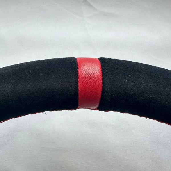 Carbon Fiber Drift Steering Wheel Universal Black Suede With Red Stitching