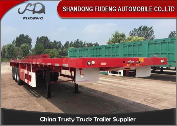Three Axles 40 Feet Flatbed Container Trailer With Upright Front Board Trailer