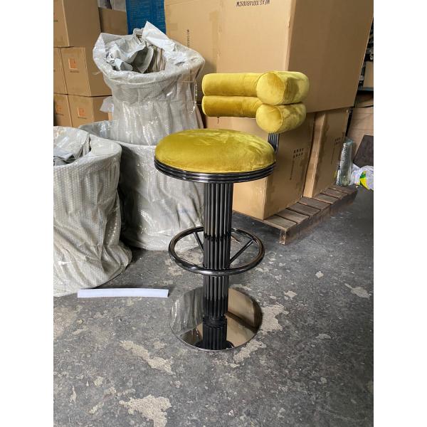 Luxury High Backrest Chair Coffee Stainless Steel Bar Chair High Stool For Restaurant