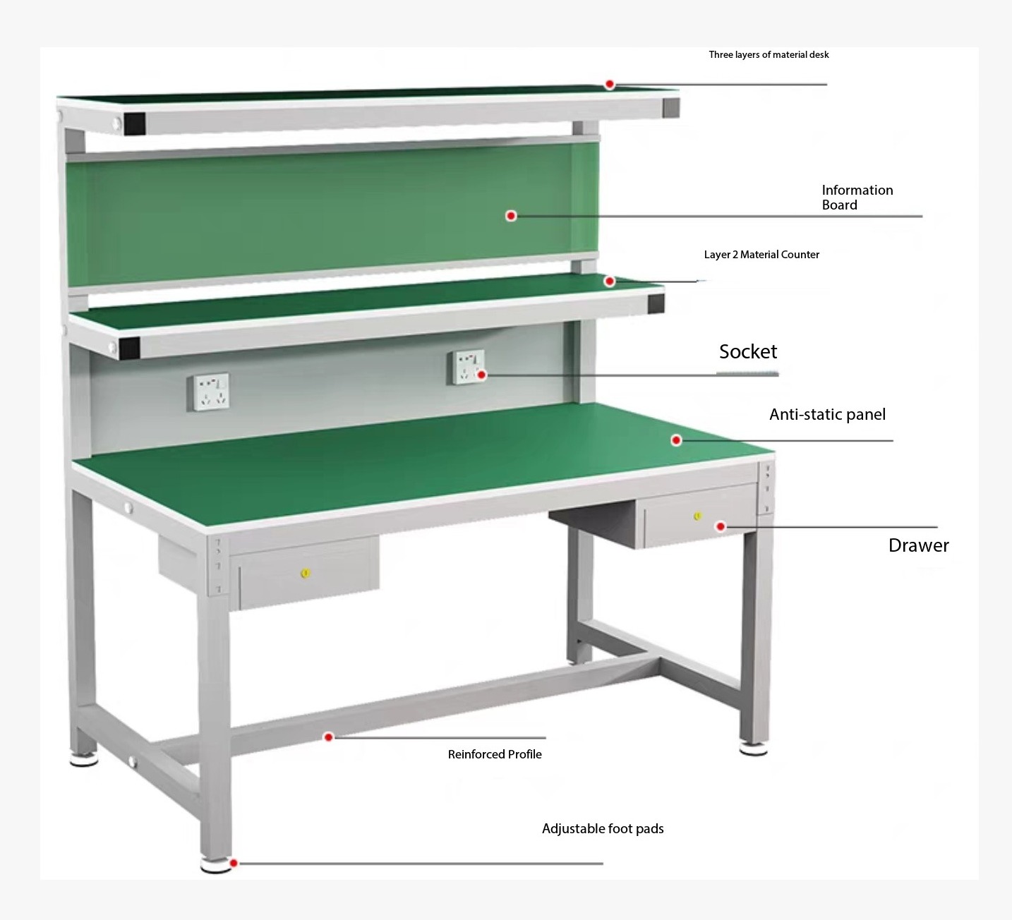 Electric Mobile Lab Workbench 1.2m / 1.5m / 1.8m ESD Work Bench