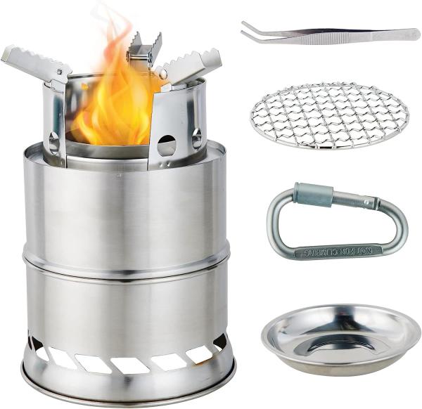 Mini Portable Wood Burning Stove, Camping Stove Foldable Stainless Steel Backpacking Cookware Rocket Stove