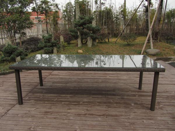 Dark Brown Rattan Garden Dining Sets With Table And 8pcs Arms Chair