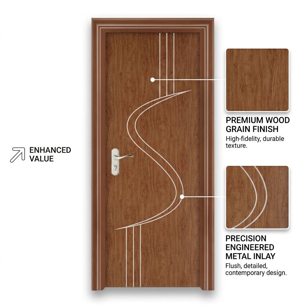 Interior WPC Plain Door Fire Retardant Waterproof Effect Ideal for Residential Commercial Hospitality and Office Projects