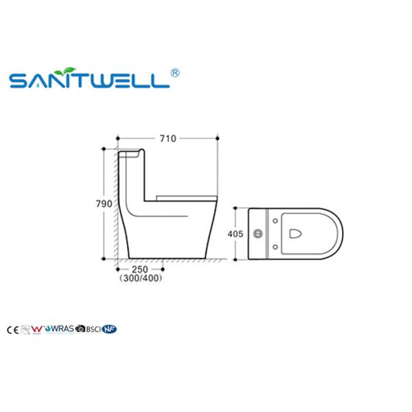Tamaño siphonic del retrete 710*405*790 milímetro de la trampa de la una pieza S del wc de las mercancías sanitarias