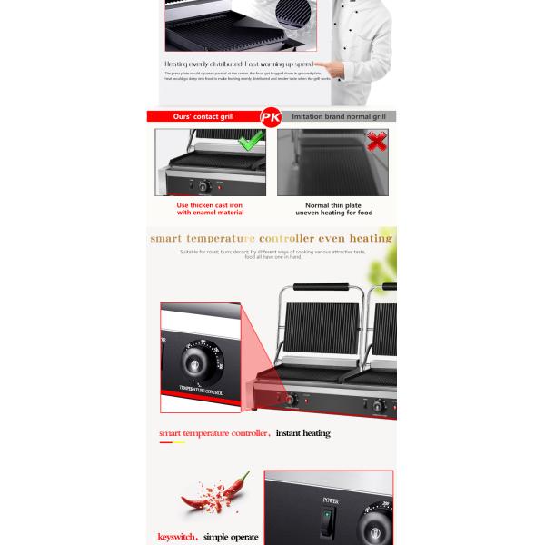 220В нержавеющая сталь двойной пластины Панини гриль для сэндвича гамбургер сэндвич пресс