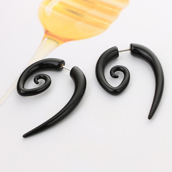 Black Punk Round Spiral Drop Earrings Vintage Snails Shap Earrings for Women Two Part Ear Party Jewelry Gifts