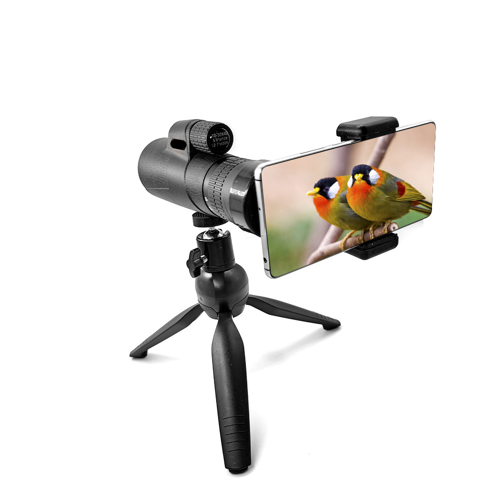 Международный Monocular сигнала 10-30X42 с зажимом мобильного телефона треноги