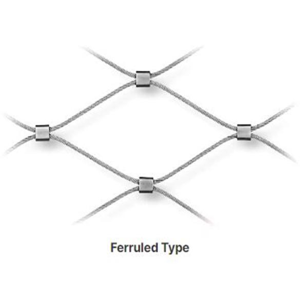 50m*50mm Hole Size 2.5mm Wire Diameter Ferruled Stainless Steel Rope Mesh For Zoo Use